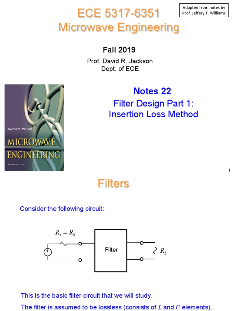 Notes 22 53176351 Filter Design Part 1 (Insertion Loss Method) PDF