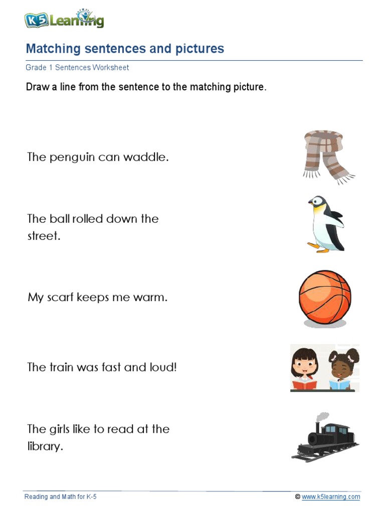 Matching Sentences and Pictures The Penguin Can Waddle PDF