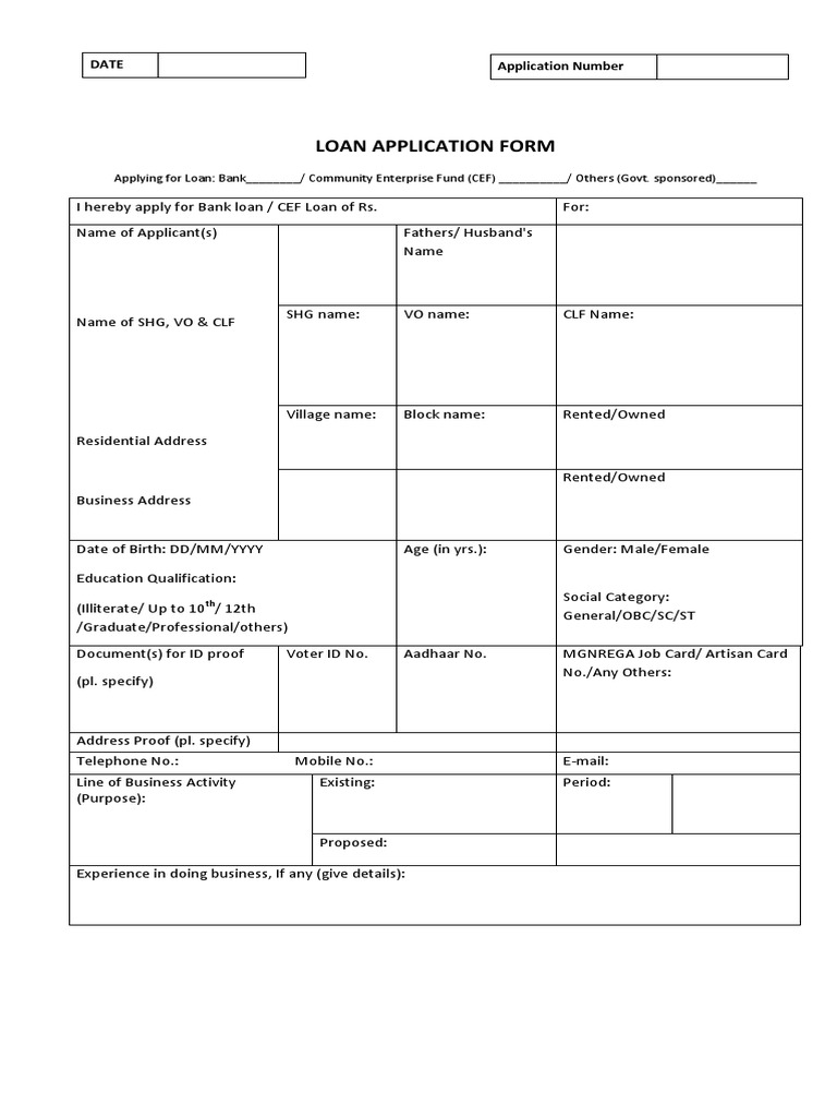 06 loan application format pdf interest loans