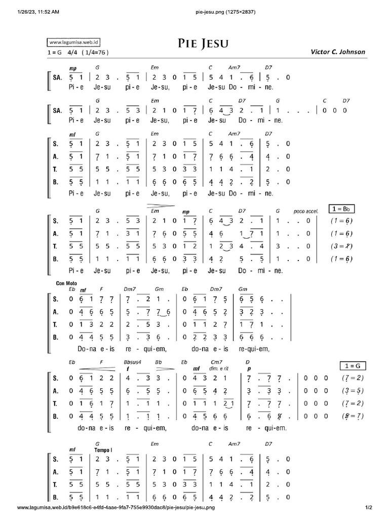 Pie Jesu Victor C. Johnson PDF