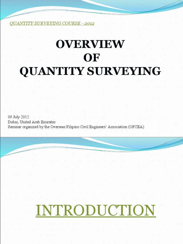 Overview of Quantity Surveying | PDF | Procurement | Consultant