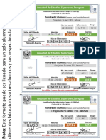 Facultad de Estudios Superiores Zaragoza: Grajales Suarez Eli Jabnel 421080247 1310 L-413 QA 14:00-17:00 X