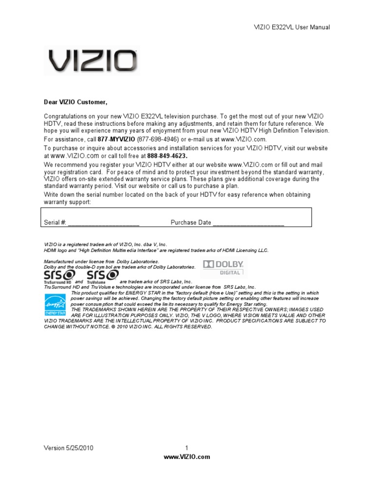 663E322VL User Manual | Hdmi | Digital Television