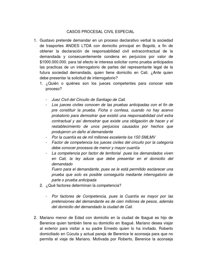 Casos Procesal Civil Especial 1 | PDF | Justicia | Crimen y violencia