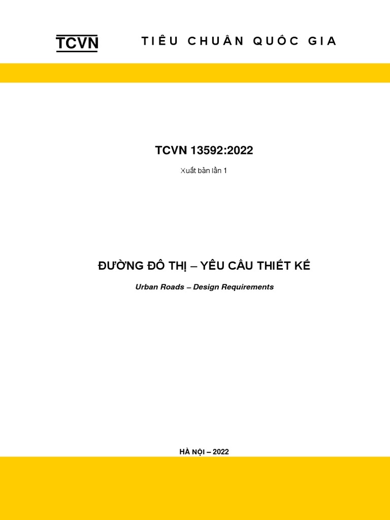 TCVN 13592 - 2022 - Duong Do Thi - Yeu Cau Thiet Ke - Final | PDF
