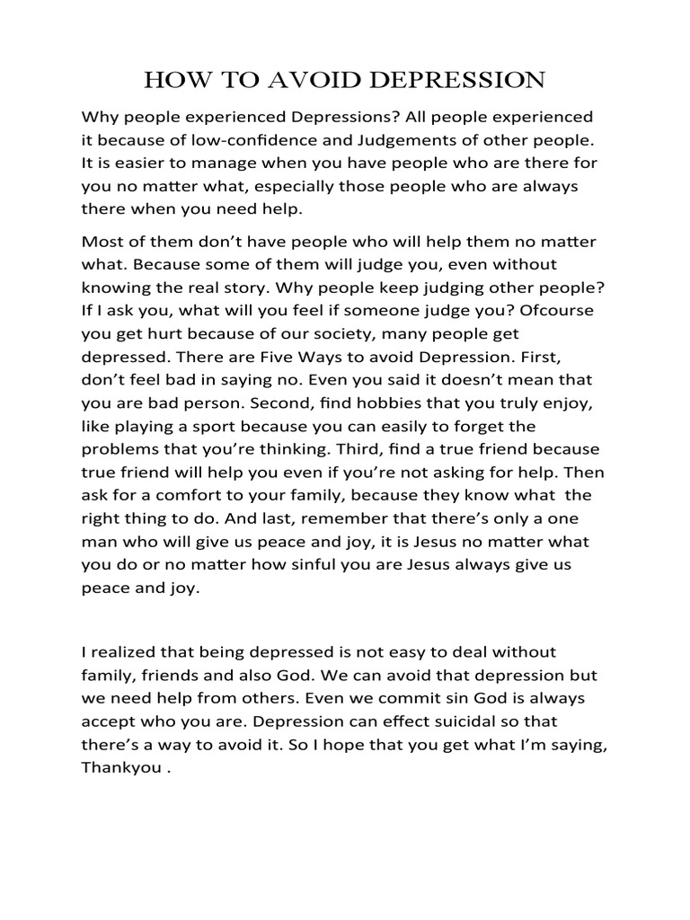 How To Avoid Depression PDF