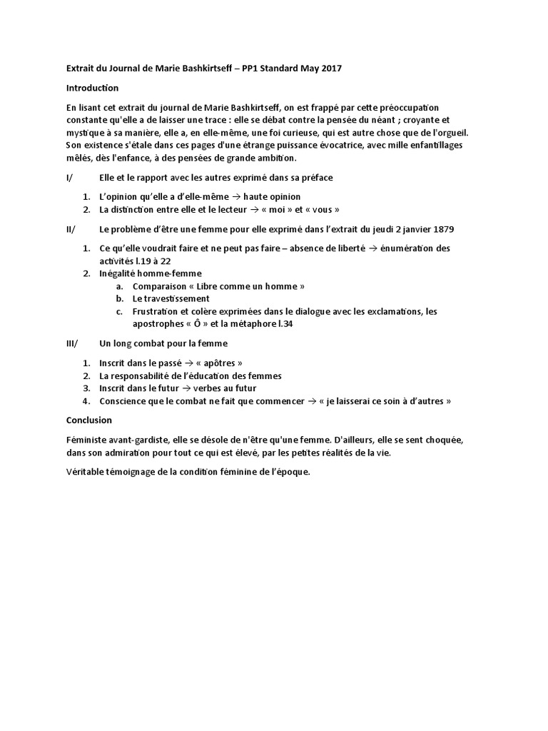 Extrait Journal Marie Bashkirtseff - May 2017 | PDF
