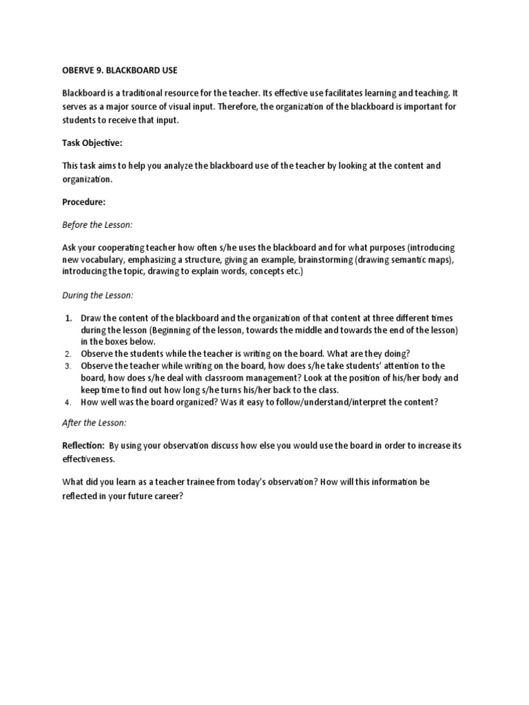 OBSERVE 9 BLACKBOARD USE PDF