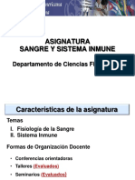 Asignatura Sangre Y Sistema Inmune: Departamento de Ciencias Fisiológicas