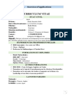 Curriculum Vitae: 1. Exercices D'applications