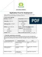 Application Form For Employment: East African Community