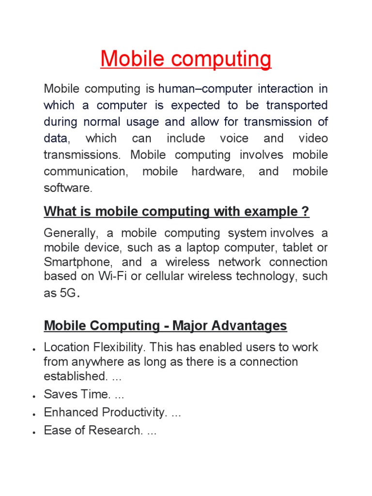 What Is Mobile Computing With Example ? PDF