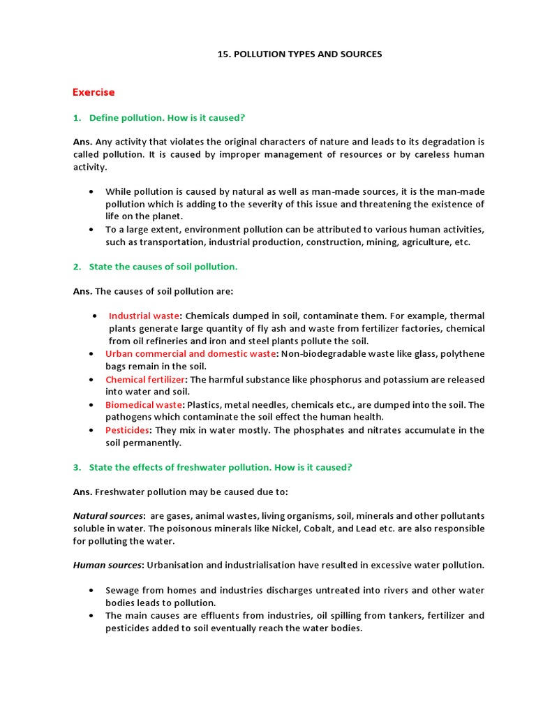 Types and Sources of Pollution Explained | PDF | Water Pollution ...