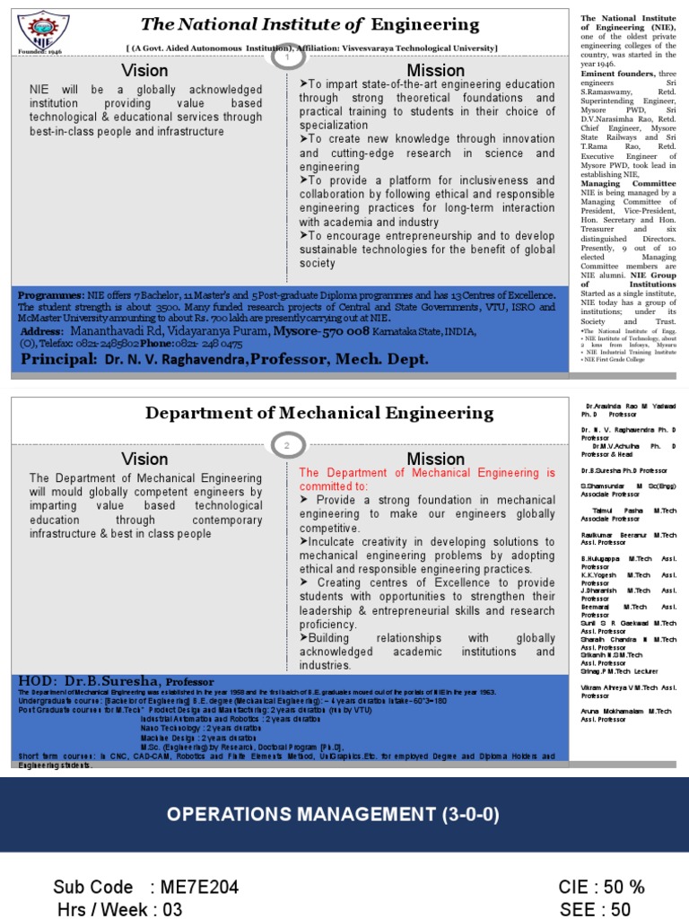 NIE Mechanical Engineering Programs Overview | PDF | Business ...