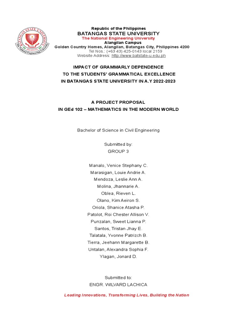 MMW - PROJECT PROPOSAL - Docx 2 | PDF | Questionnaire | Survey Methodology