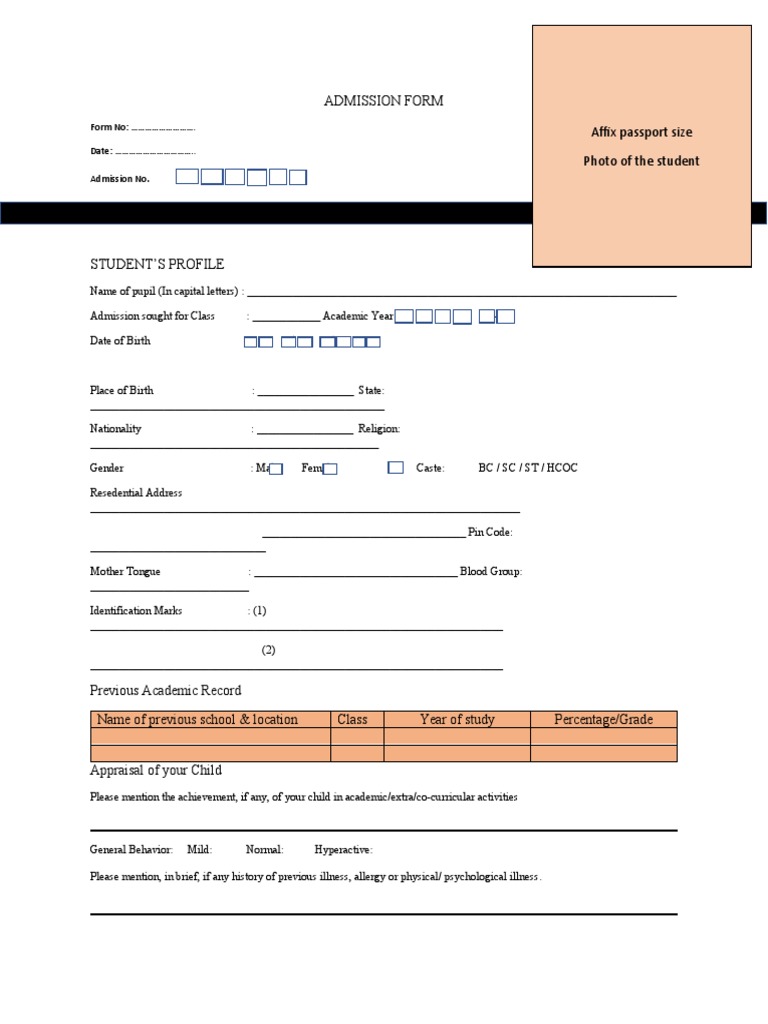Student Admission Form Requirements | PDF