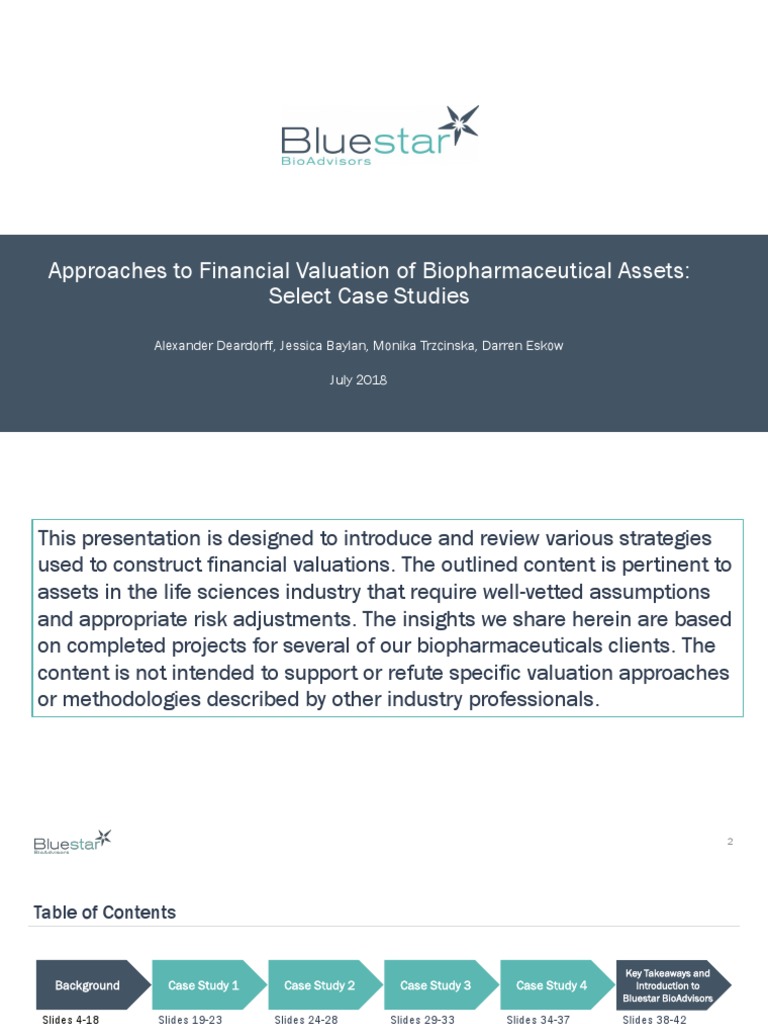 Bluestar Bioadvisors Valuation Case Studies | PDF
