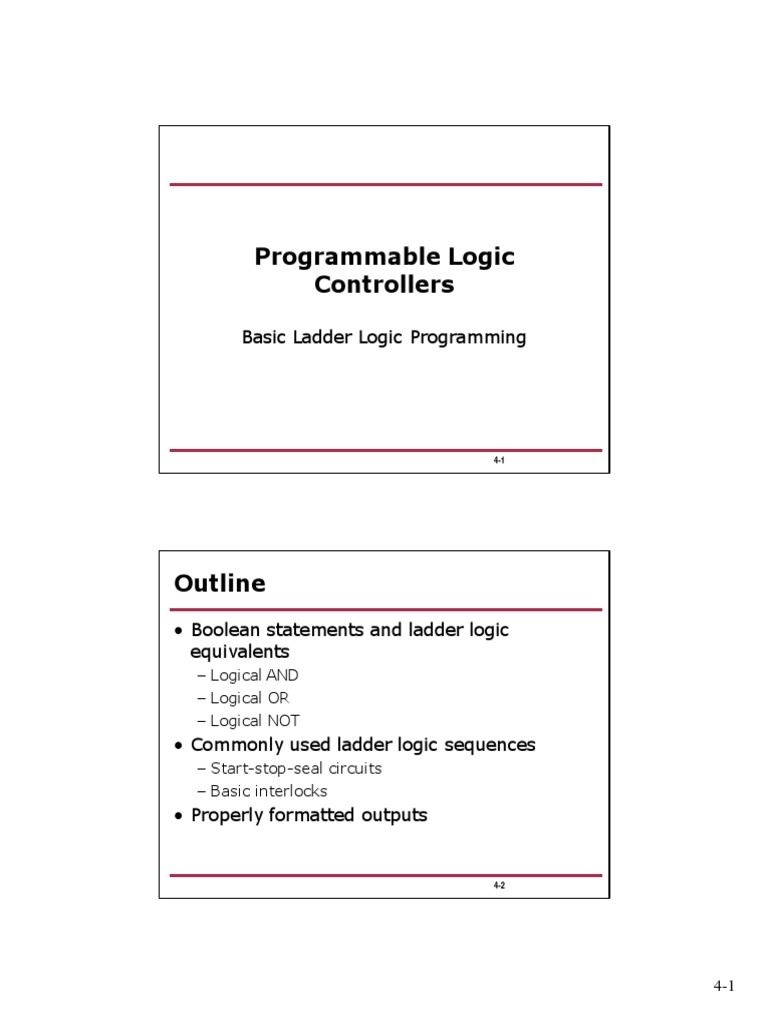 Programmable Logic Controllers Basic Ladder Logic Programming PDF