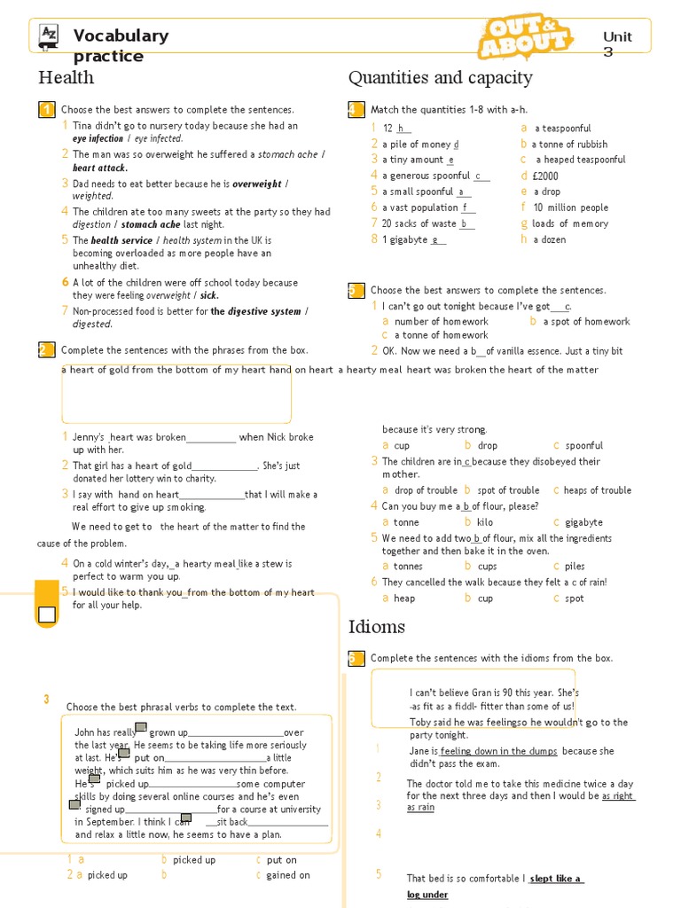 Unit 3 Vocabulary Practice | PDF | Food And Drink