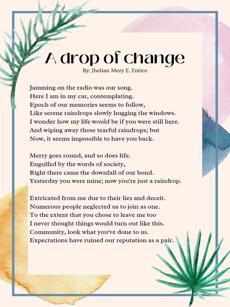 A DROP OF CHANGE - Jhelian Mery Entice | PDF