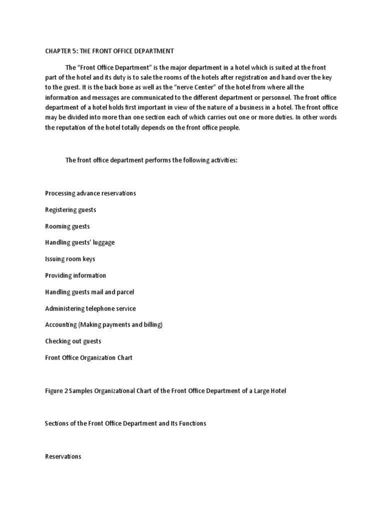 CHAPTER 5 THE FRONT OFFICE DEPARTMENTWPS Office PDF Business
