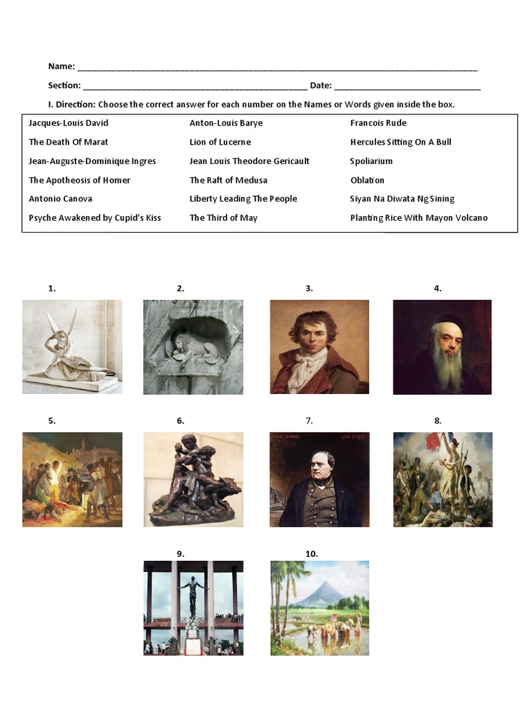 Multiple Choice Art History Identification Exam PDF Plastic Arts