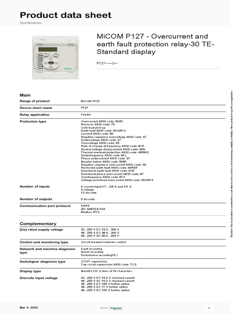 MiCOM P12x - P127 - 2 | PDF | Power Supply | Electromagnetism