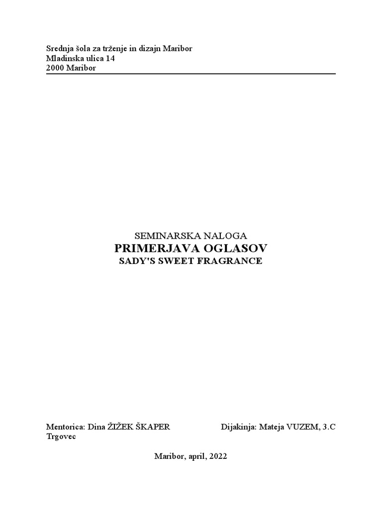 Primerjava Oglasov: Srednja Šola Za Trženje in Dizajn Maribor Mladinska ...