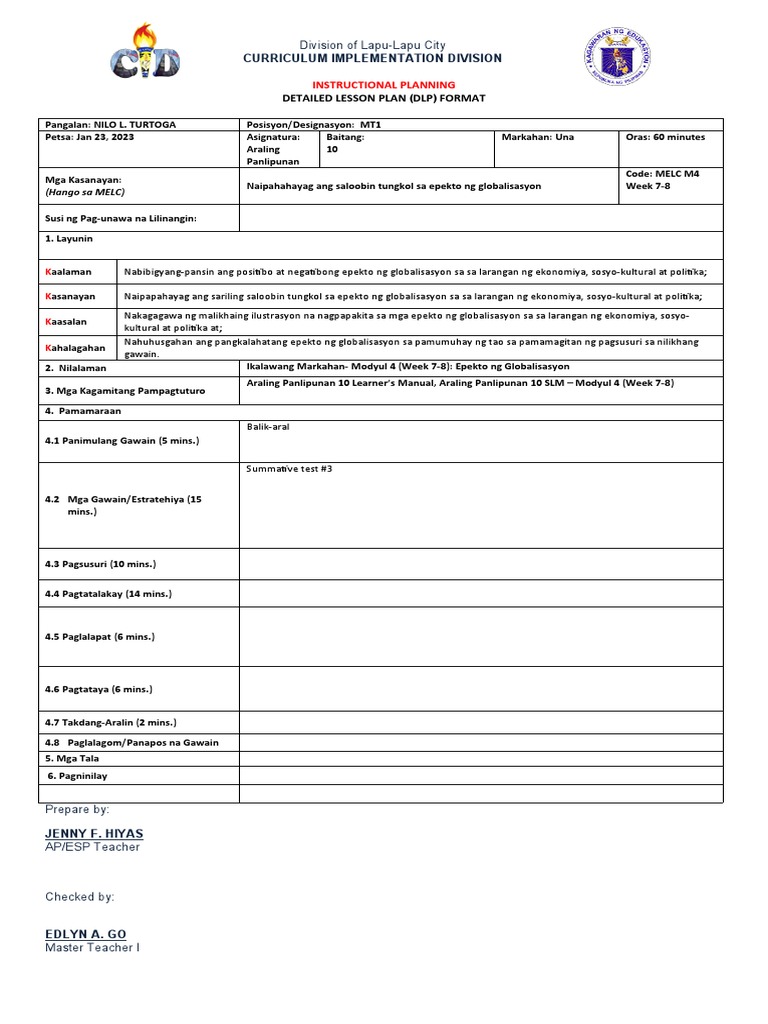 Curriculum Implementation Division: Detailed Lesson Plan (DLP) Format | PDF