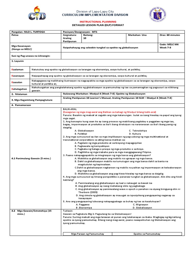 Curriculum Implementation Division: Detailed Lesson Plan (DLP) Format | PDF