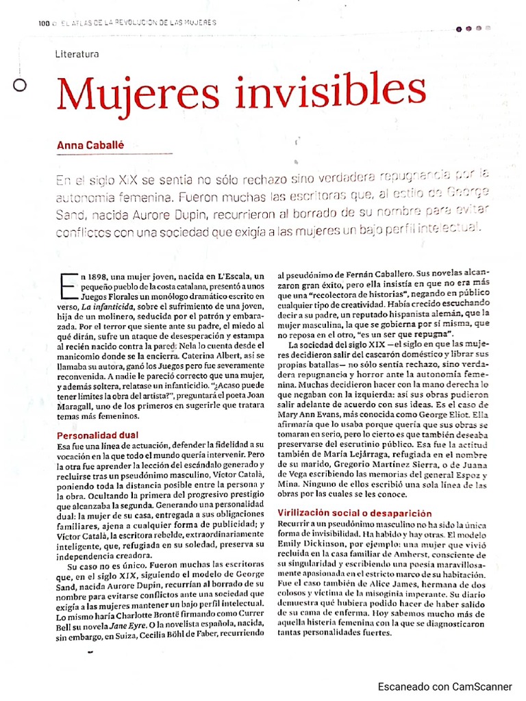 Mujeres Invisibles. Literatura | PDF