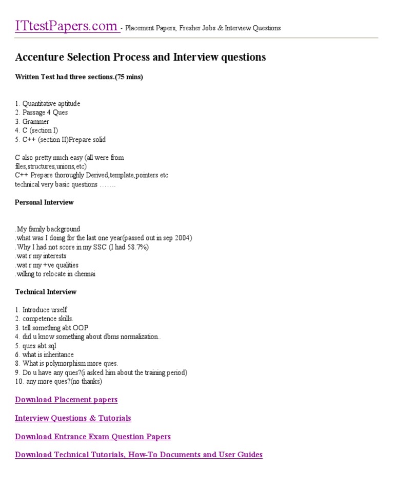 Accenture Interview Process Overview | PDF