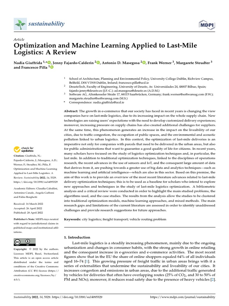 Machine Learning Last Mile Delivery | PDF | Machine Learning | Support ...