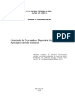 Liberdade de Expressão X Dignidade Limites Da Sua Aplicação Desses Institutos