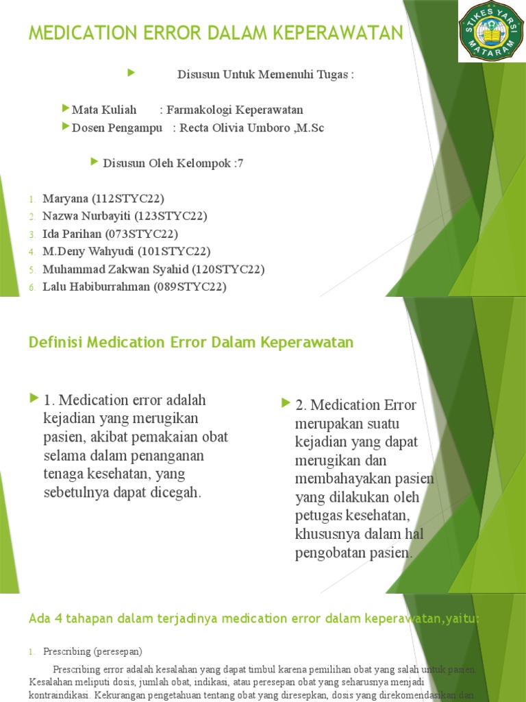 Medication error dlm keperawatan pdf