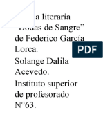 Crítica Literaria "Bodas de Sangre" de Federico García Lorca. Solange Dalila Acevedo. Instituto Superior de Profesorado N°63