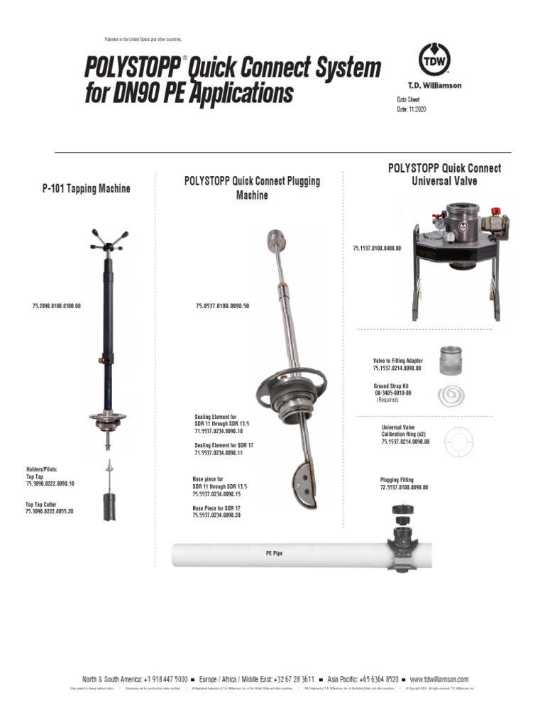 POLYSTOPP PE System DN90-200 Data Sheets - Nov2020 | PDF | Tap (Valve ...