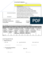 S1 Mathematics Sample Test On Unit 3b Algebra:: Subtopic Content Learning Objective