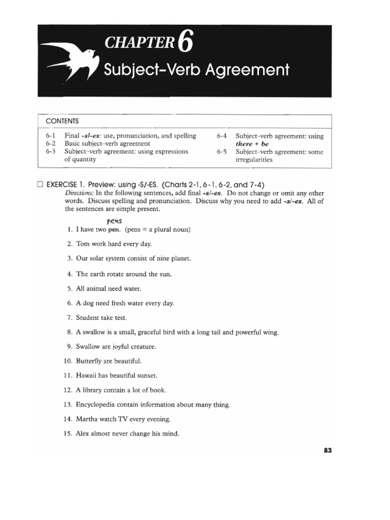 Elementary Grammar SV Agreement and Noun | PDF