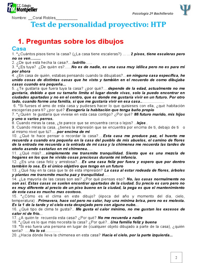 Test de Personalidad Proyectivo HTP | PDF | Arboles | Las emociones
