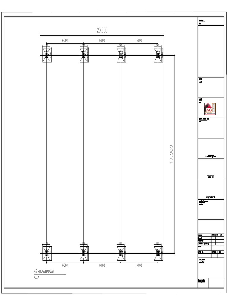 Rencana Detail Pondasi Bangunan Tiga Lantai | PDF