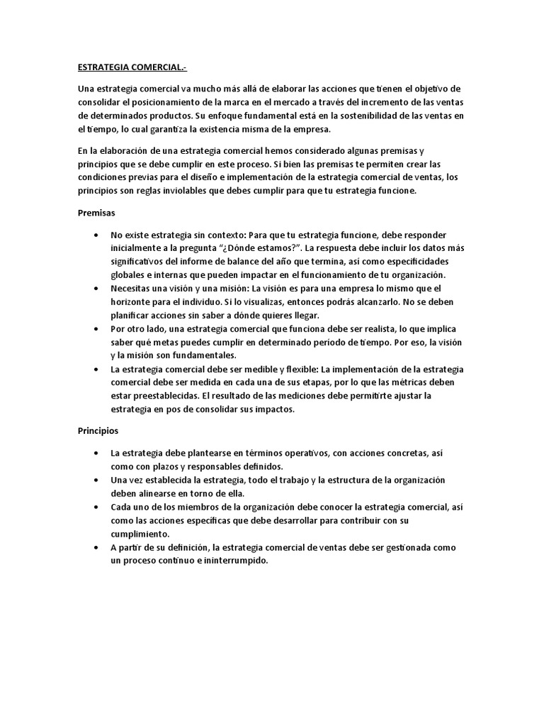 Claves para una Estrategia Comercial Efectiva | PDF | Planificación ...