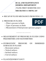Mechanical and Maintenance Engineering Department: Course Outline-First Semester 2023