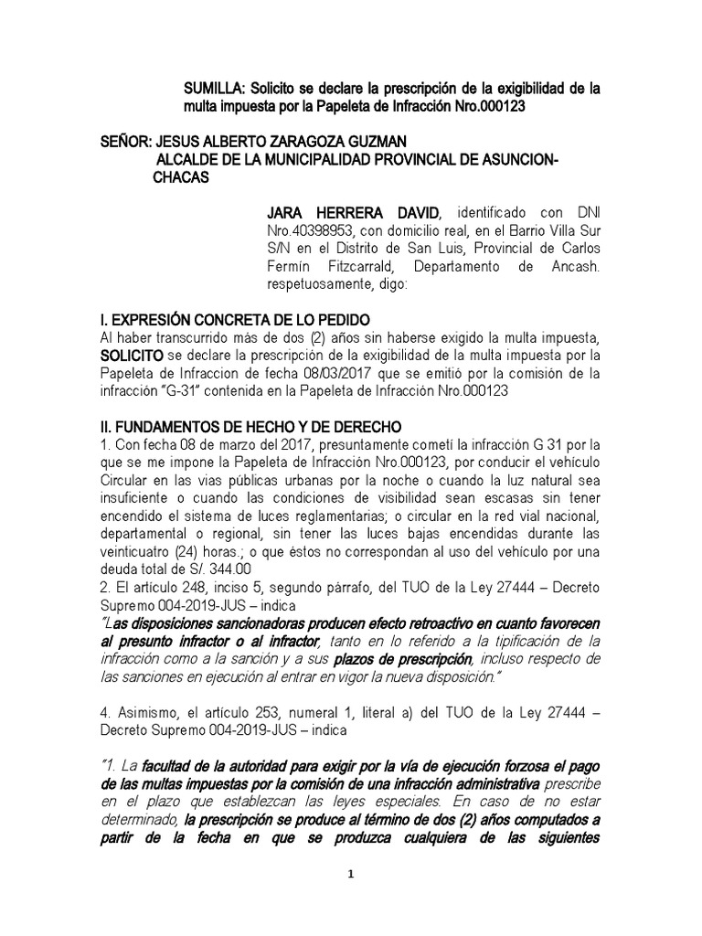 prescripci-n-de-la-exigibilidad-de-la-multa-impuesta-por-la-papeleta