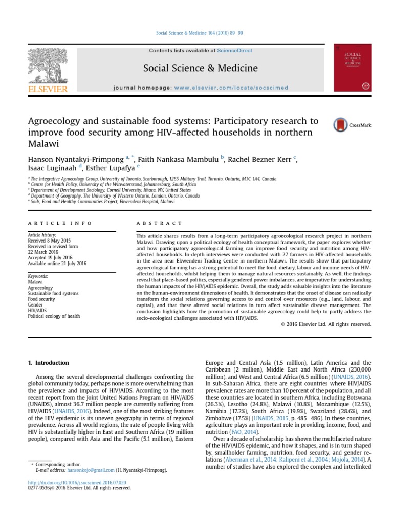 Agroecology and Sustainable Food Systems PDF Food Security