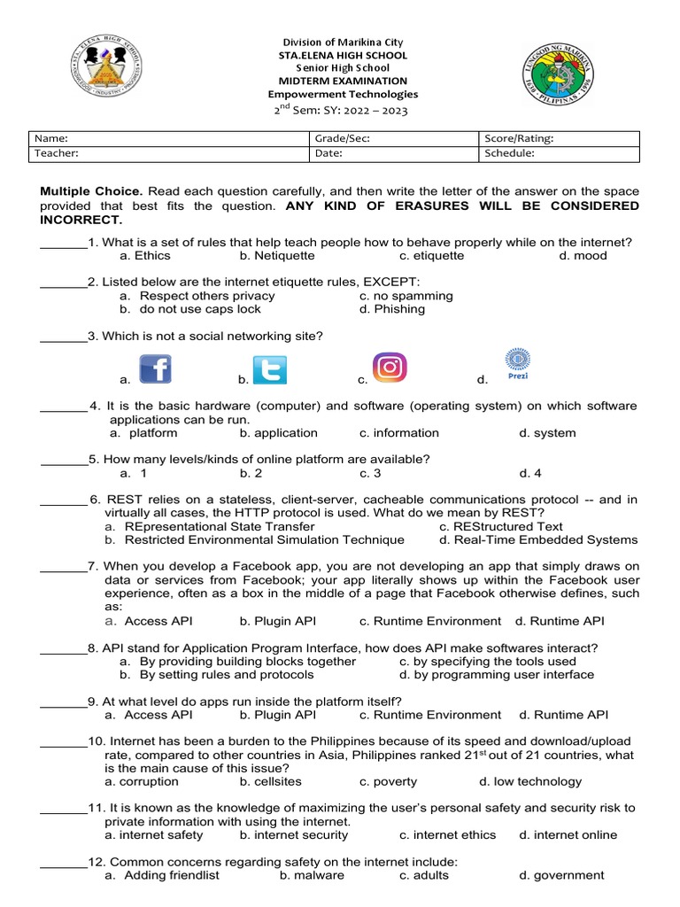 Empowerment Technologies Midterm Exam | PDF | Internet | World Wide Web