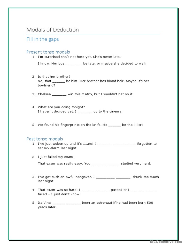Modals of Deduction: Fill in The Gaps | PDF | Language Arts & Discipline