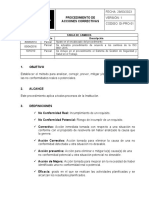 Procedimiento de Acciones Correctivas: Tabla de Cambios Fecha Cambio Descripción