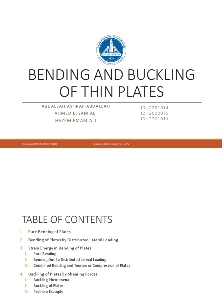 Bending And Buckling Of Thin Plates Pdf Buckling Bending