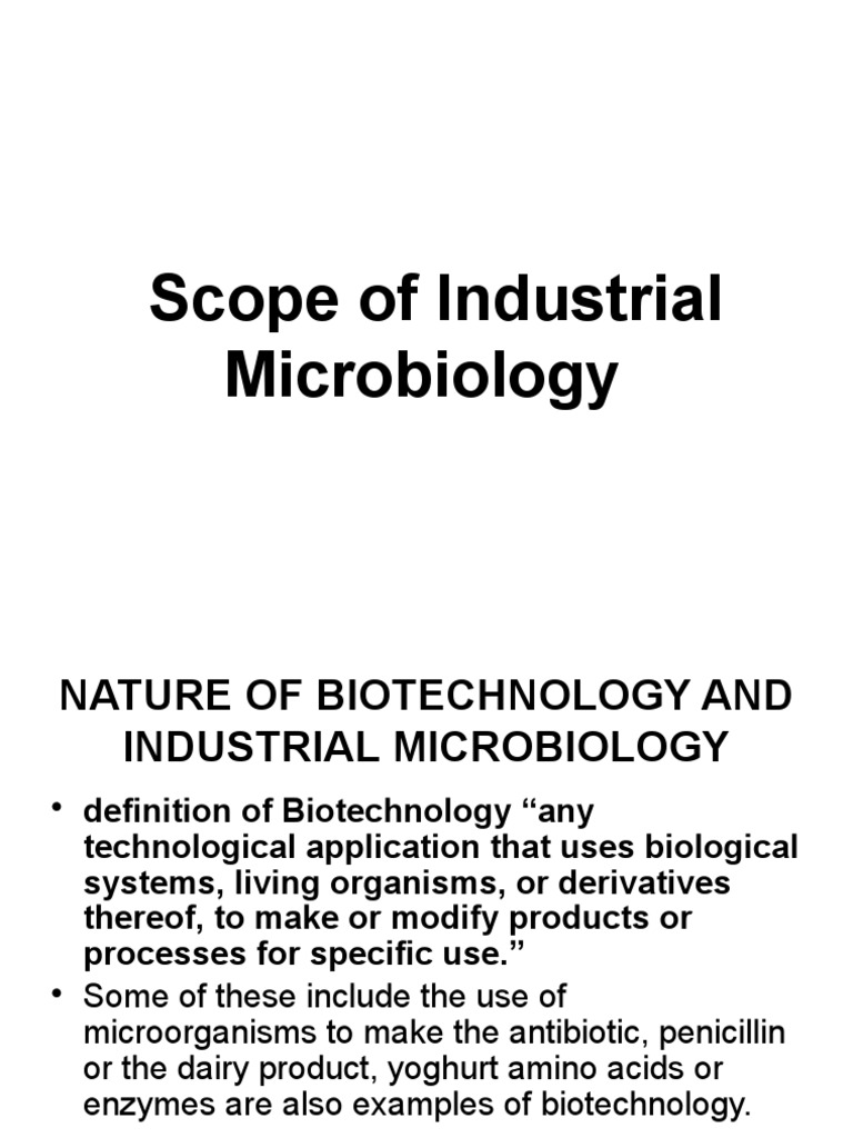Scope of Industrial Microbiology PDF Microbiology Fermentation